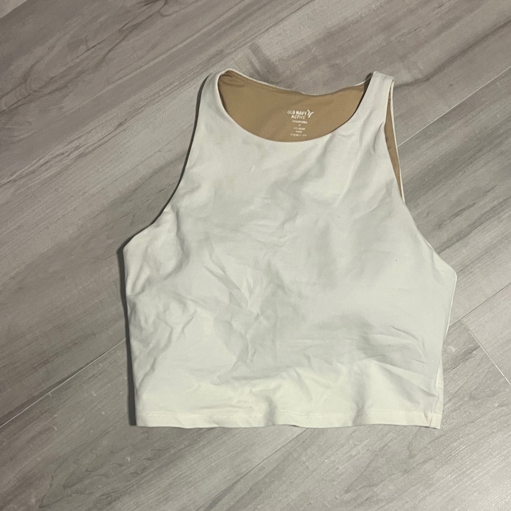 Old Navy White Tank with Contrast Cream Lining